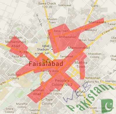 Faisalabad Ufone 3G Coverage Area