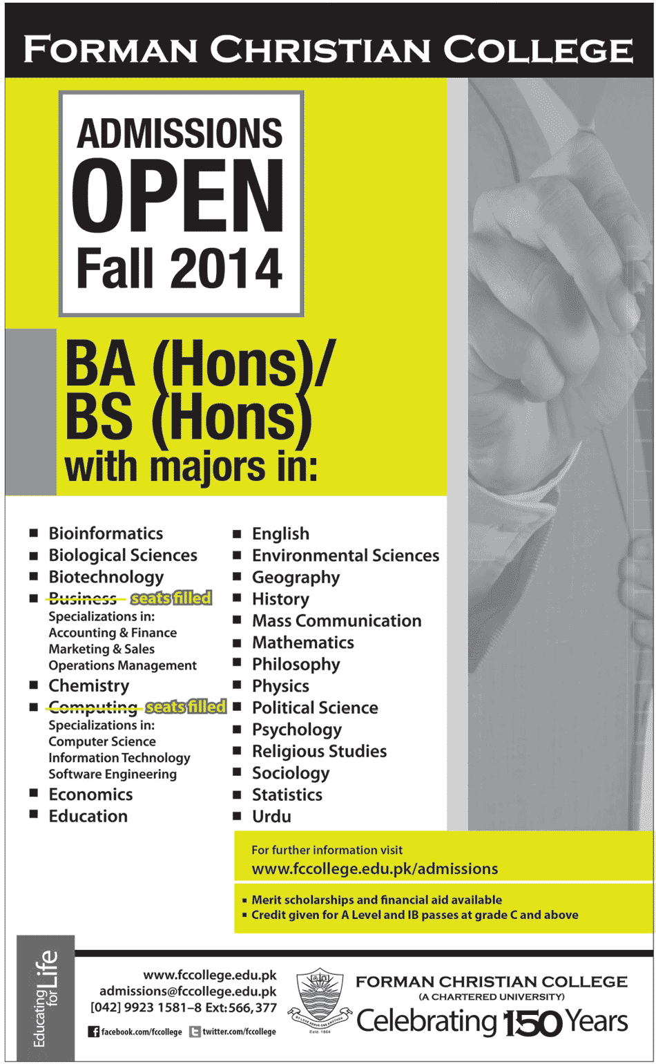 FC College BA/BS Admission Open 2014