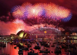 New Year Firework Harbour Bridge Sydney Australia