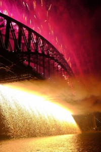 Sydney Australia NYE Fireworks and The Harbour Bridge is Ablaze