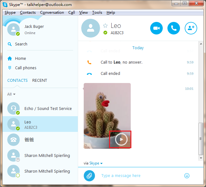 Skype video message